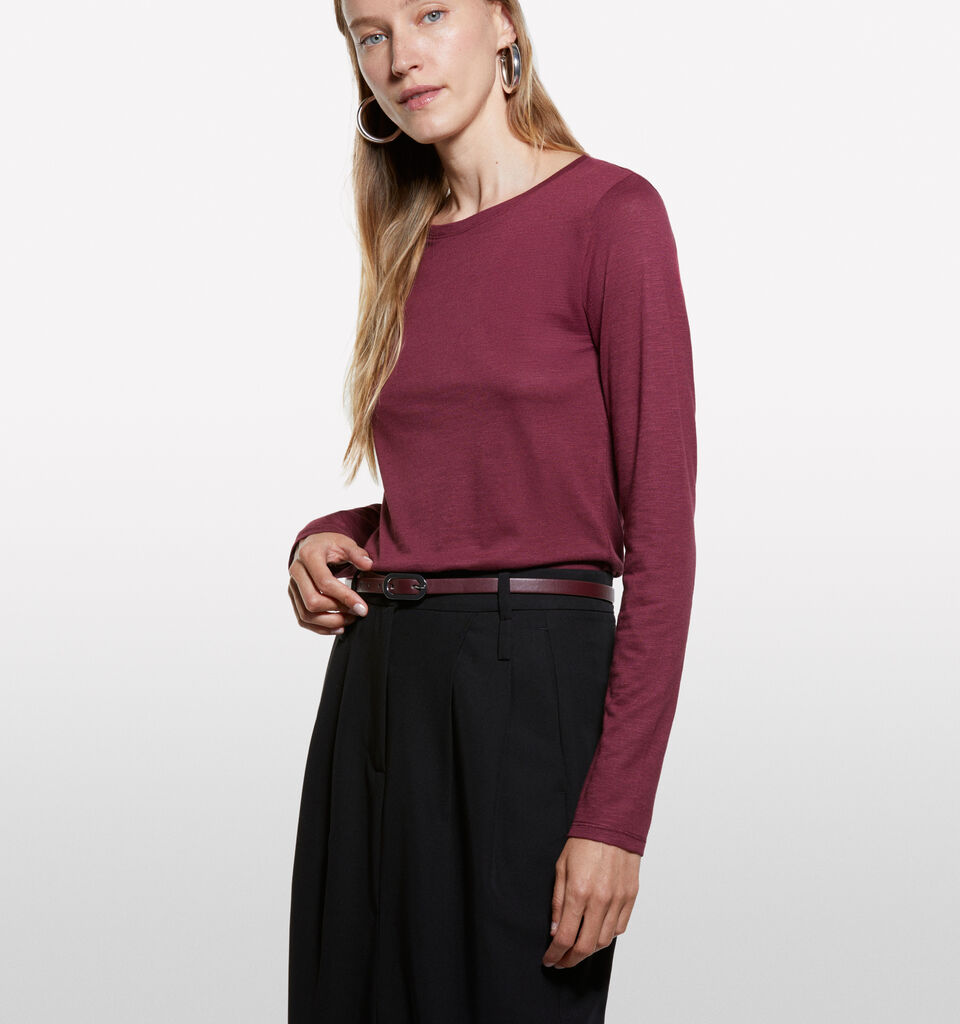 Burgundy long sleeve t-shirt - women's long sleeve t-shirts - Burgundy | Sisley image number 3